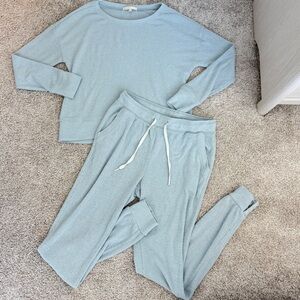 Z Supply Light Blue Cozy Waffle Knit Pajama Set